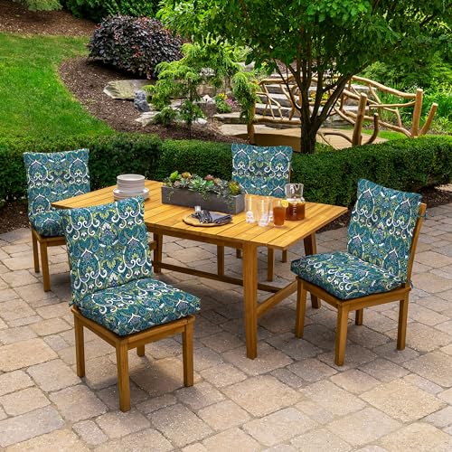 Arden Outdoor Plush Tufted Dining Chair Cushion, 21 x 40, Black Cabana Stripe I23003