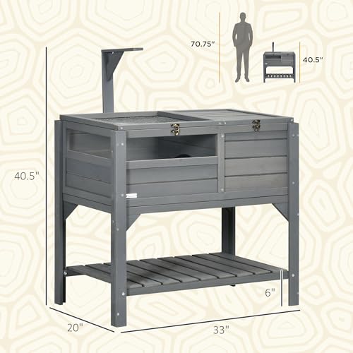 PawHut Tortoise Habitat with Shelf Storage, Weather Protection, Gray J8632