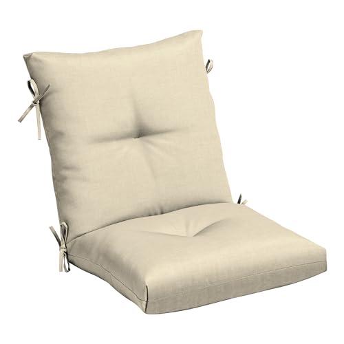 Arden Outdoor Plush Tufted Dining Chair Cushion, 21 x 40, Black Cabana Stripe I23003