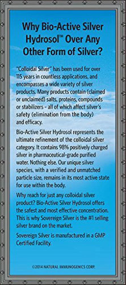Sovereign Silver Bio-Active Silver Hydrosol 10 ppm, 32oz 946mL Y464