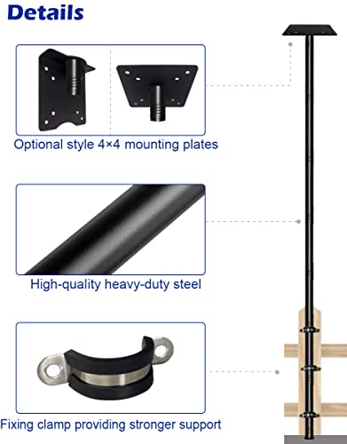 Garbuildman 105 Inch Bird Feeder Pole Kit, Heavy Duty Matte Black, for Deck or Patio N9760