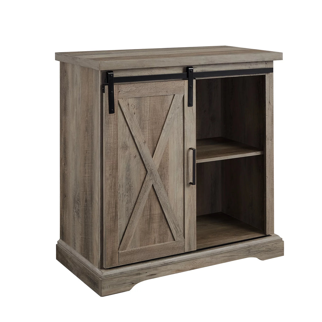 Walker Edison Sliding Barn Door Accent Cabinet, Grey Wash W76819