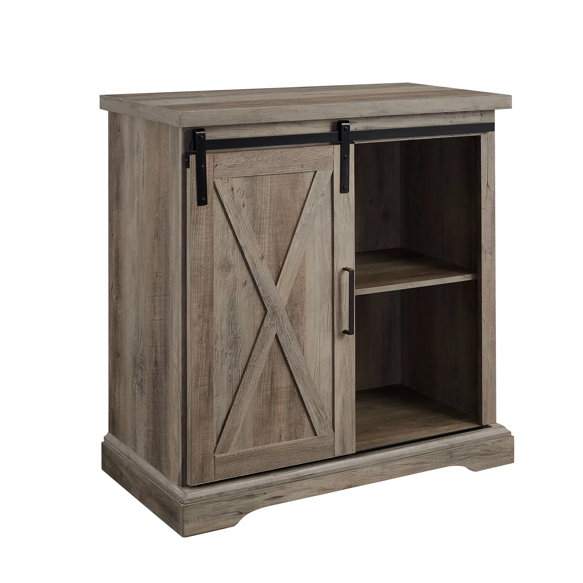 Walker Edison Sliding Barn Door Accent Cabinet, Grey Wash W76819