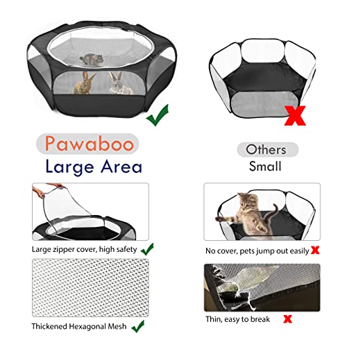 Pawaboo Small Animals Playpen, Waterproof Pet Cage Tent with Zippered Cover, Portable Outdoor Yard Fence, Green C9530