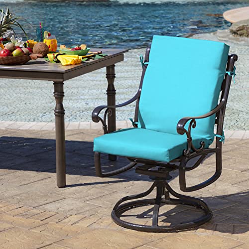 Arden Outdoor Dining Chair Cushion, 20 x 20, Rain-Proof, Peacock Blue Green Texture J4105