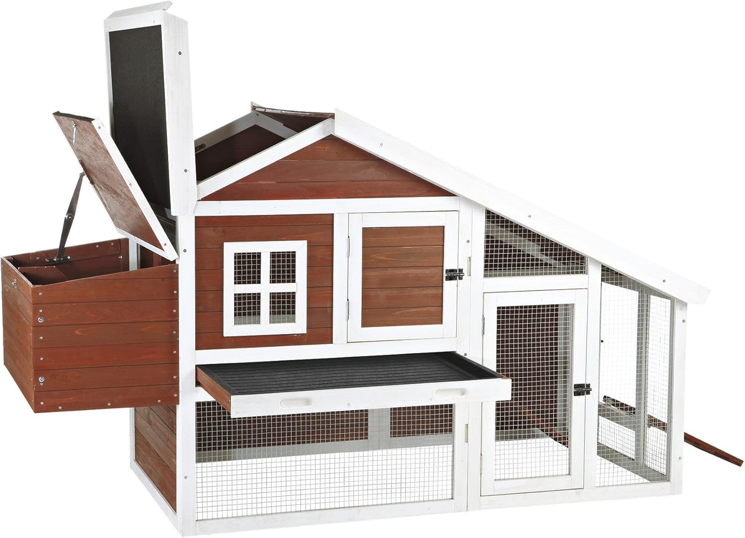 TRIXIE Natura 72-in Enclosed Outdoor Chicken Coop with Run and Nesting Box G496