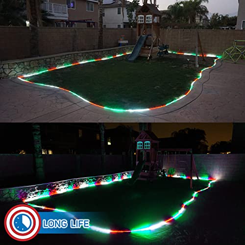 Russell Decor LED Rope Lights Red White Blue 30ft with Remote Control C9460