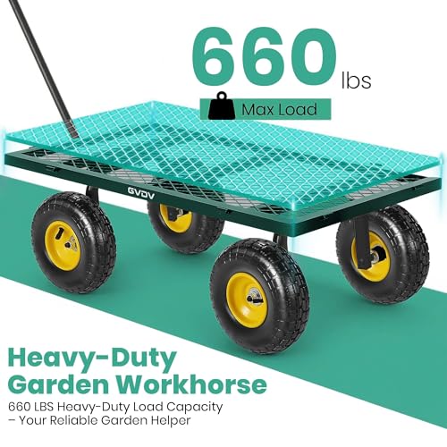 GVDV 660LB Folding Garden Wagon with Removable Sides and All-Terrain Wheels A23843