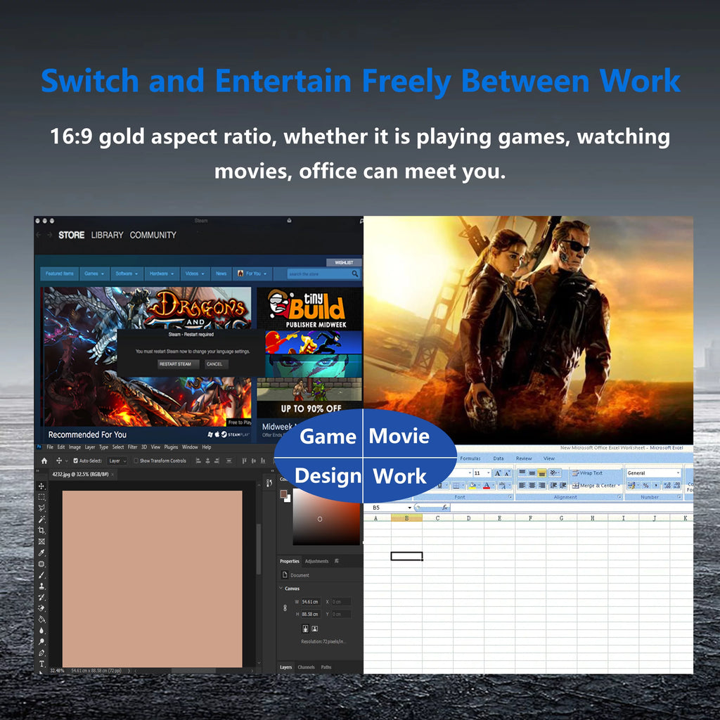 VDSXT 24inch FHD 75Hz IPS Frameless Computer Monitor with HDMI Cable J991
