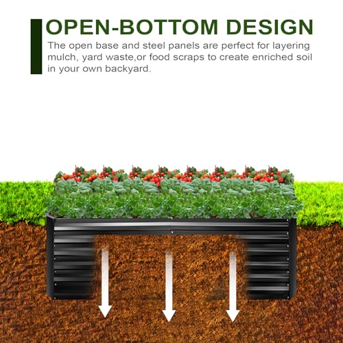 EDOSTORY Metal Raised Garden Bed Kit 8x4x2ft Galvanized Planter Box Outdoor V763