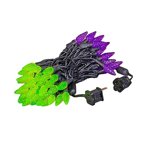 Novelty Lights 24ft 70 LED Purple/Lime Green Halloween String Lights L643884