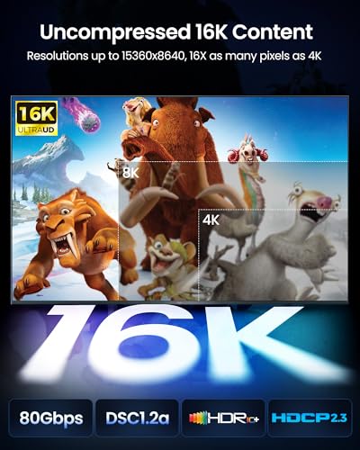 Silkland 80Gbps DisplayPort Cable 2.1 6.6FT VESA Certified 8K@240Hz HDR E3447