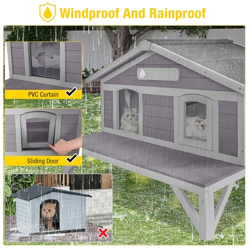 Aivituvin Cat House with Insulated Liner, Weatherproof Outdoor Shelter N454159