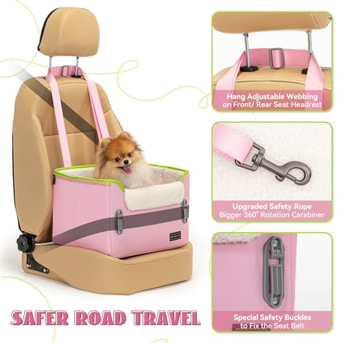 PETSFIT Dog Booster Car Seat, Waterproof PU Leather, Medium Grey J3026