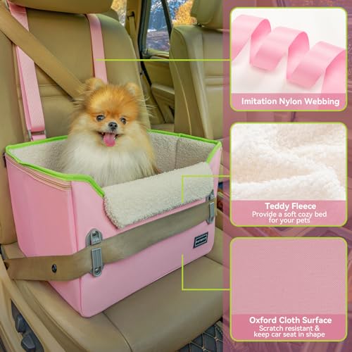 PETSFIT Dog Booster Car Seat, Waterproof PU Leather, Medium Grey J3026