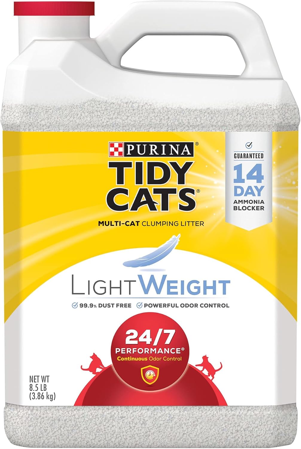 Tidy Cats Cat Litter, Clumping, 24/7 Performance, LightWeight, 136 Ounce Jug
