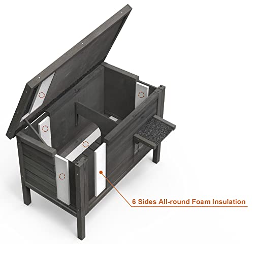 GDLF Outdoor Feral Cat House Heated Cat Shelter with All-Round Insulation Q5137