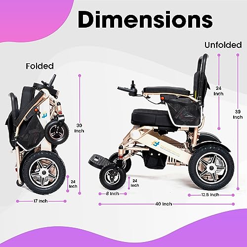 Premium Auto Folding Electric Wheelchair Portable Power Wheel Chair for Adult and Senior, Blue T716