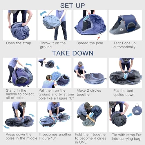Night Cat Pop-up Camping Tent 1 Person Waterproof Instant Setup T7337