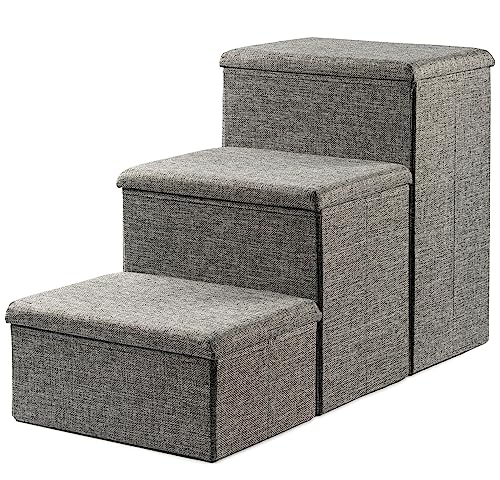 Collapsible Dog Stairs by Tidy Niches for Small Dogs, Grey D92538
