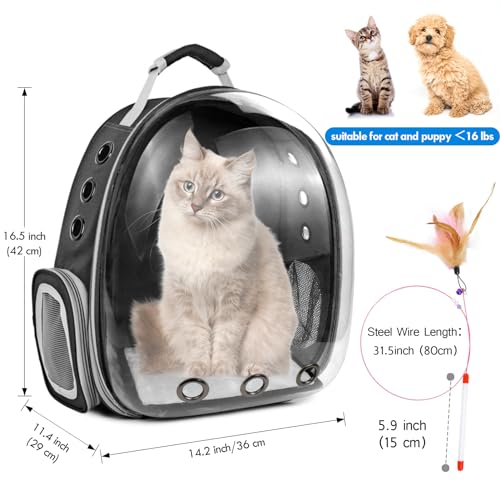 Expandable Cat Carrier Backpack for Small Dogs, Airline Approved, Black C8026