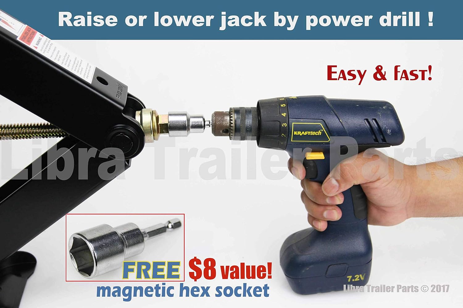LIBRA 6000 lb 24" RV Trailer Scissor Jacks with Drill Sockets & Mounting Hardware I962005
