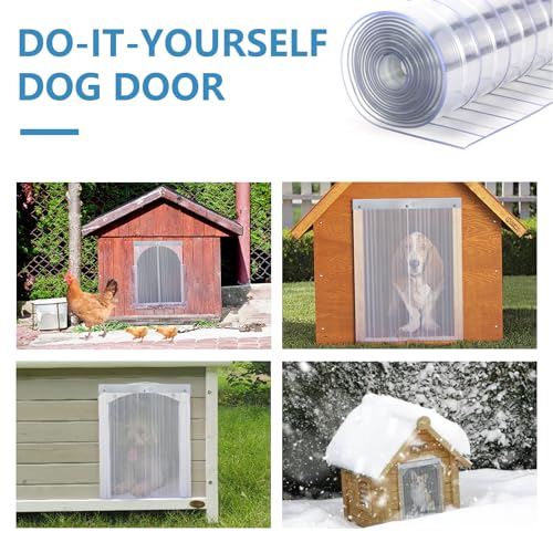 Dog Door Replacement Flaps, Plastic Vinyl, 11.8" W x 4.1' L, Clear I7733