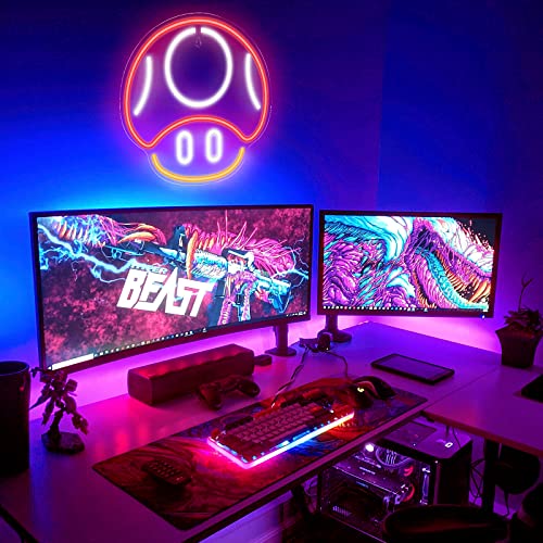 Kavaas Gaming Neon Sign Mushroom Wall Decor for Game Room, Red K6405
