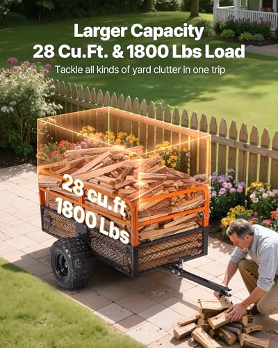 VEVOR Heavy Duty ATV Dump Cart 750 lbs Steel Utility Trailer with Removable Sides E373248