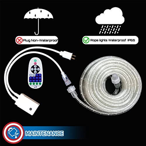 Russell Decor LED Rope Lights Red White Blue 30ft with Remote Control C9460