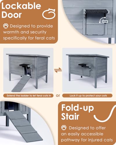 Ivy&Lane Outdoor Cat House Insulated Weatherproof Shelter for Winter Q61283