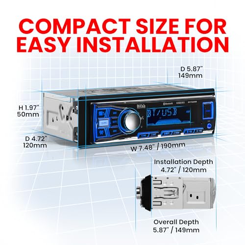 BOSS Audio Systems 611UAB Single Din Car Stereo with Bluetooth, USB, Aux, AM/FM Q960335