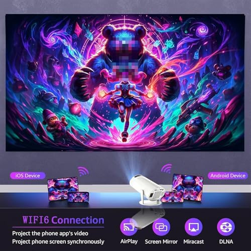 Mini Projector with WiFi and Bluetooth, 2 Retro Gaming Consoles, 10,000+ Games H323687