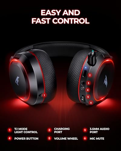 Wireless Gaming Headset 7.1 Surround Sound Bluetooth for PC PS5 PS4 Mac Switch G754169