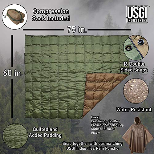 USGI Industries Camp-Shield Adventure Blanket Water Resistant Lightweight with Compression Sack Arctic Blue R751440