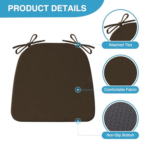 Chair Cushions for Dining Chairs Set of 4, Non Slip with Ties, Black H39445