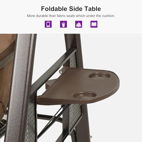 PURPLE LEAF Outdoor Patio Porch Swing with Adjustable Canopy, 3-Seat Bench, Grey W393