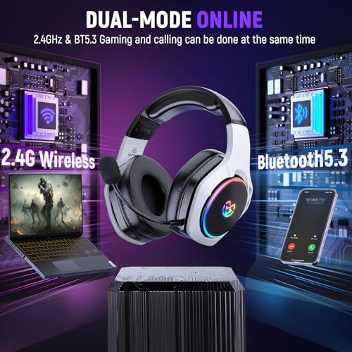 Wireless Gaming Headset for PS5 PS4 PC Switch, 2.4GHz USB & Type-C, 7.1 Surround Sound Q2564