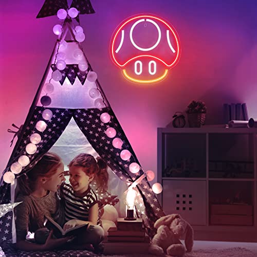 Kavaas Gaming Neon Sign Mushroom Wall Decor for Game Room, Red K6405
