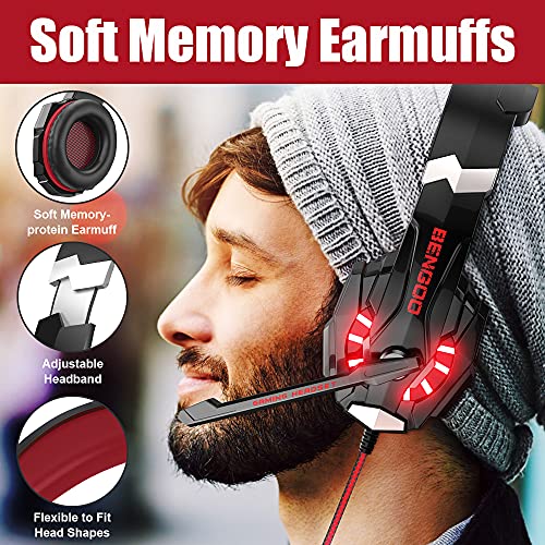 BENGOO G9000 Stereo Gaming Headset for PS4 PC Xbox One PS5, Noise Cancelling Over Ear with Mic U80966