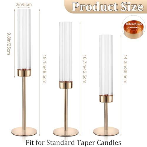 Black Hurricane Candle Holders Set of 6 Glass Taper Candlestick Holders G494