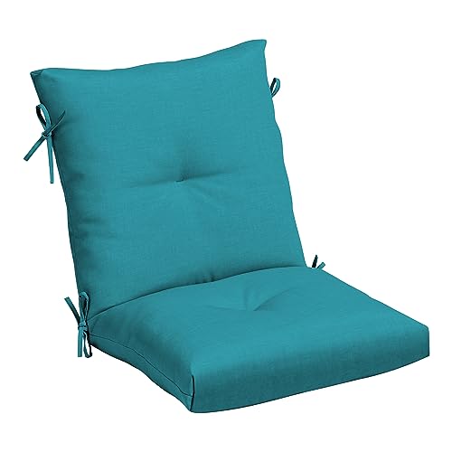Arden Outdoor Plush Tufted Dining Chair Cushion, 21 x 40, Black Cabana Stripe I23003