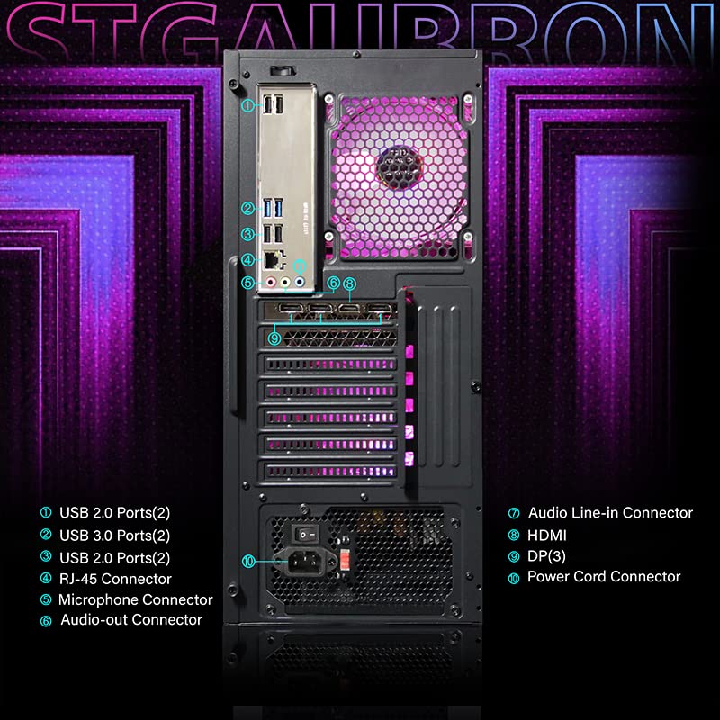 STGAubron Gaming PC Desktop, Intel Core i7, Radeon RX 580 8G, 16G RAM, 512G SSD G93438