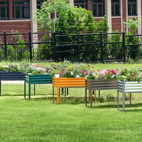 Land Guard Galvanized Raised Garden Bed with Legs, 48×24×32in Metal Elevated Planter Box Z11926