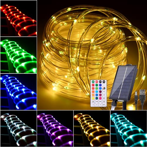99FT Solar Rope Lights Outdoor Waterproof 300 LED with Remote Control W311