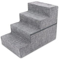 Made in USA Foldable Pet Steps/Stairs with CertiPUR-US Certified Foam by Best Pet Supplies - Gray Linen, 4-Steps (H: 22"), Model:STF241-L