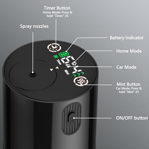 Waterless Diffuser for Essential Oil, Aromatherapy Nebulizer with Timer for Home Car Y968039