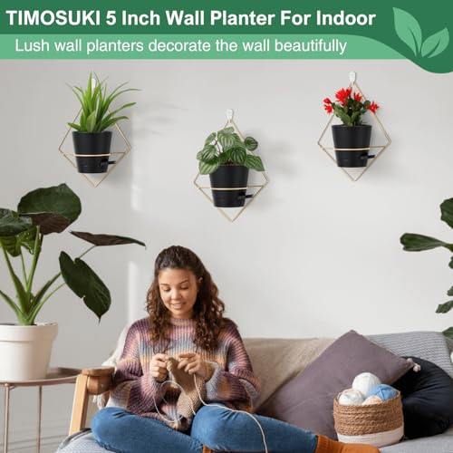 3 Sets Black Hanging Wall Planters for Indoor Plants with Self-Watering H953230