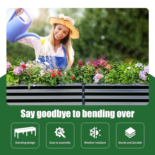 Land Guard Galvanized Raised Garden Bed with Legs, 48×24×32in Metal Elevated Planter Box Z11926