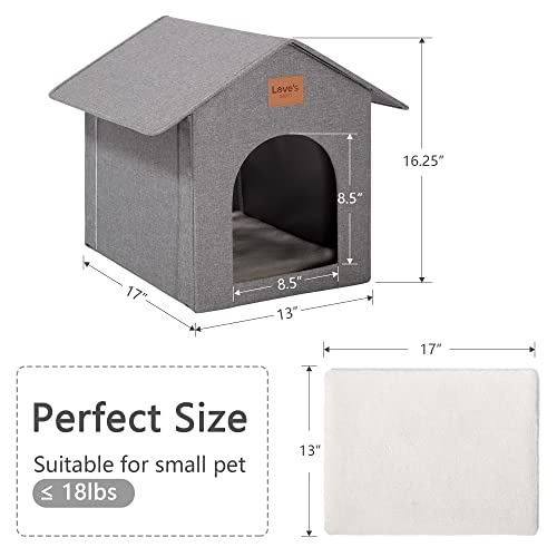 Love's cabin Outdoor Cat House Weatherproof Insulated with Removable Soft Cushion Grey K971